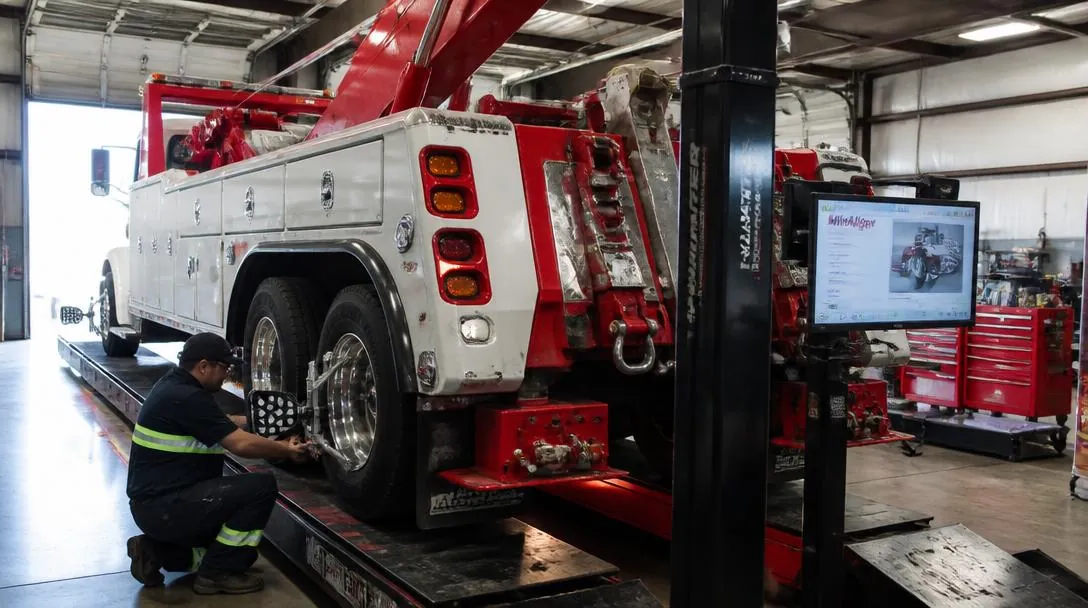 Semi Truck Wheel Alignment — tow truck repair service in Pomona, CA